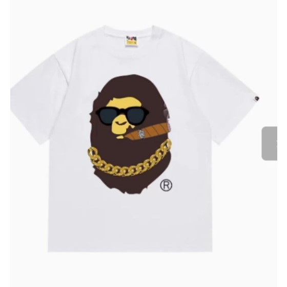 White BAPE Gangster Ape Head T-Shirt